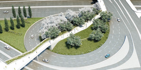 Intégration de la passerelle dans l’environnement routier