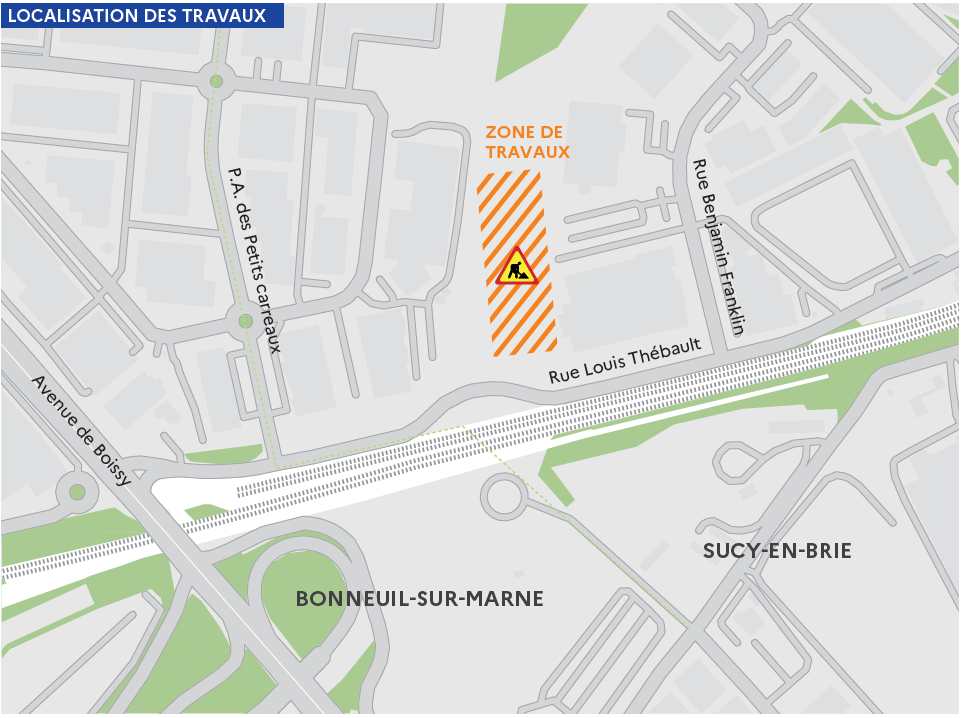 Carte indiquant la zone de travaux